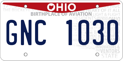OH license plate GNC1030