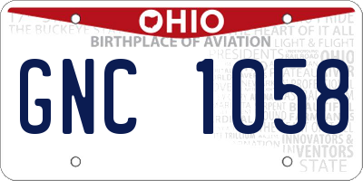 OH license plate GNC1058