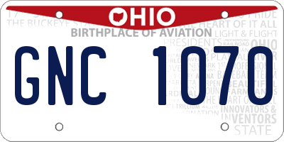 OH license plate GNC1070