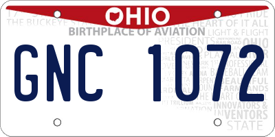 OH license plate GNC1072