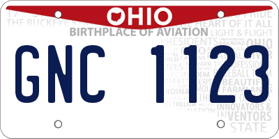 OH license plate GNC1123