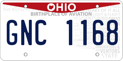 OH license plate GNC1168