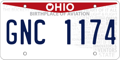 OH license plate GNC1174