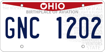 OH license plate GNC1202