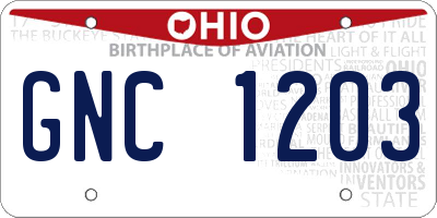 OH license plate GNC1203