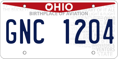 OH license plate GNC1204