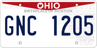 OH license plate GNC1205