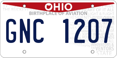 OH license plate GNC1207
