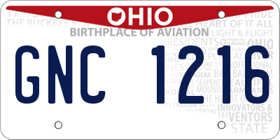 OH license plate GNC1216