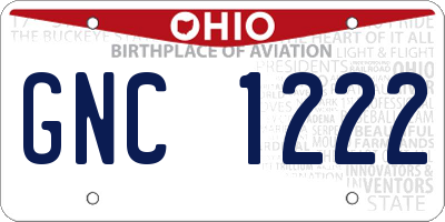 OH license plate GNC1222