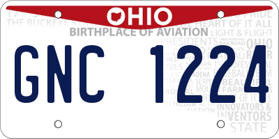 OH license plate GNC1224