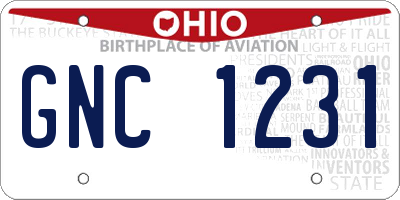 OH license plate GNC1231