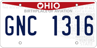 OH license plate GNC1316
