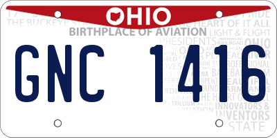 OH license plate GNC1416
