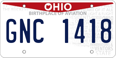 OH license plate GNC1418