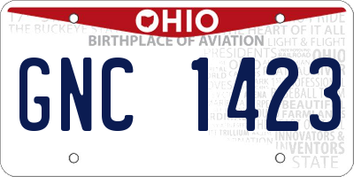 OH license plate GNC1423