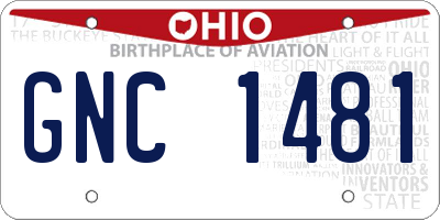 OH license plate GNC1481
