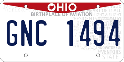 OH license plate GNC1494