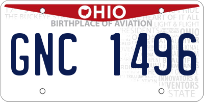 OH license plate GNC1496
