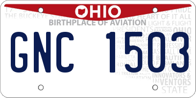OH license plate GNC1503