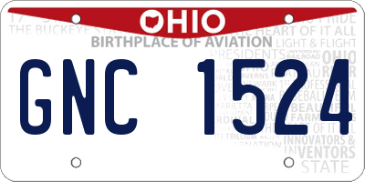 OH license plate GNC1524