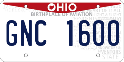 OH license plate GNC1600