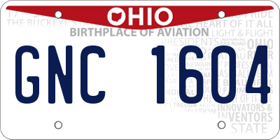 OH license plate GNC1604