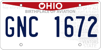 OH license plate GNC1672