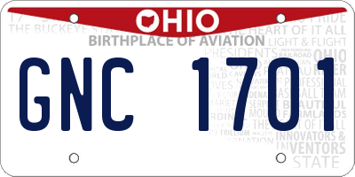 OH license plate GNC1701