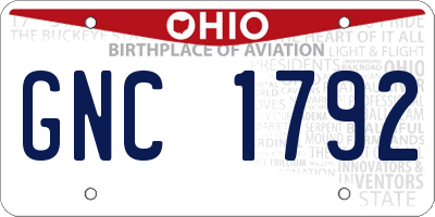 OH license plate GNC1792