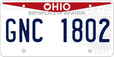 OH license plate GNC1802