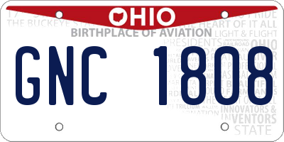 OH license plate GNC1808