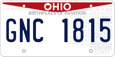 OH license plate GNC1815