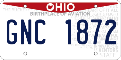 OH license plate GNC1872