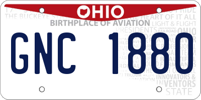 OH license plate GNC1880