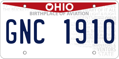 OH license plate GNC1910