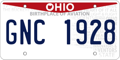 OH license plate GNC1928