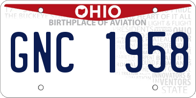 OH license plate GNC1958