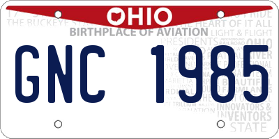 OH license plate GNC1985