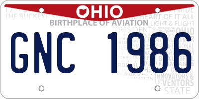 OH license plate GNC1986