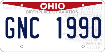 OH license plate GNC1990