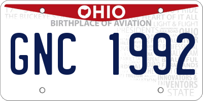 OH license plate GNC1992