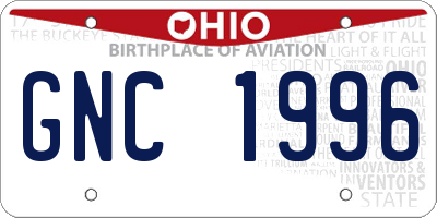 OH license plate GNC1996