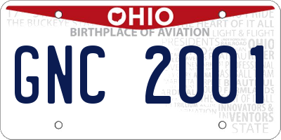 OH license plate GNC2001