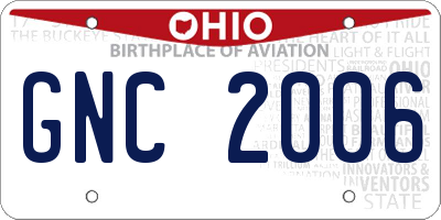 OH license plate GNC2006