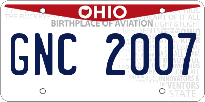 OH license plate GNC2007