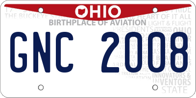 OH license plate GNC2008