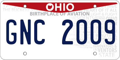 OH license plate GNC2009