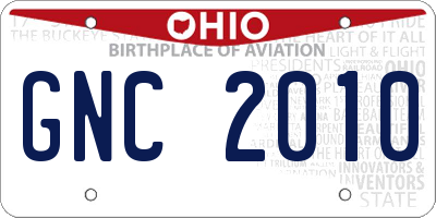 OH license plate GNC2010
