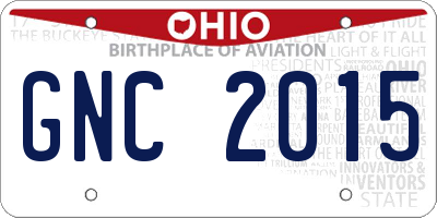 OH license plate GNC2015